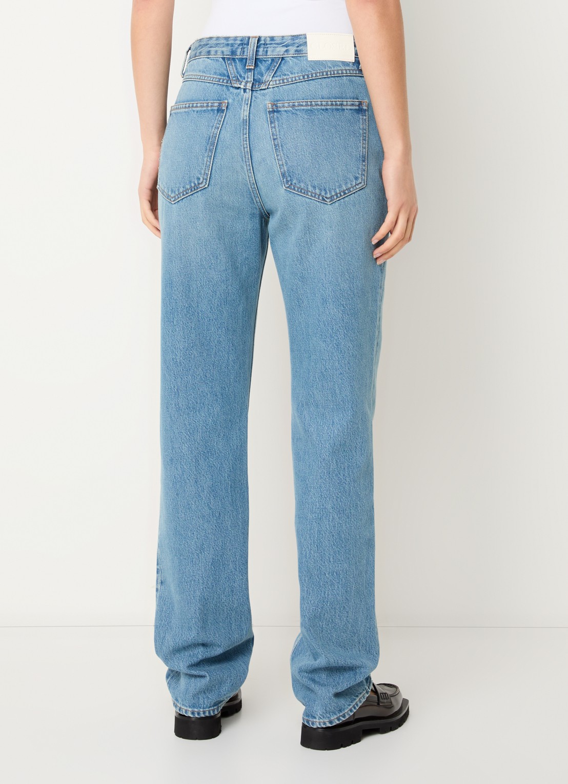 CLOSED Roan high waist straight leg jeans met lichte wassing  - achterkant indigo