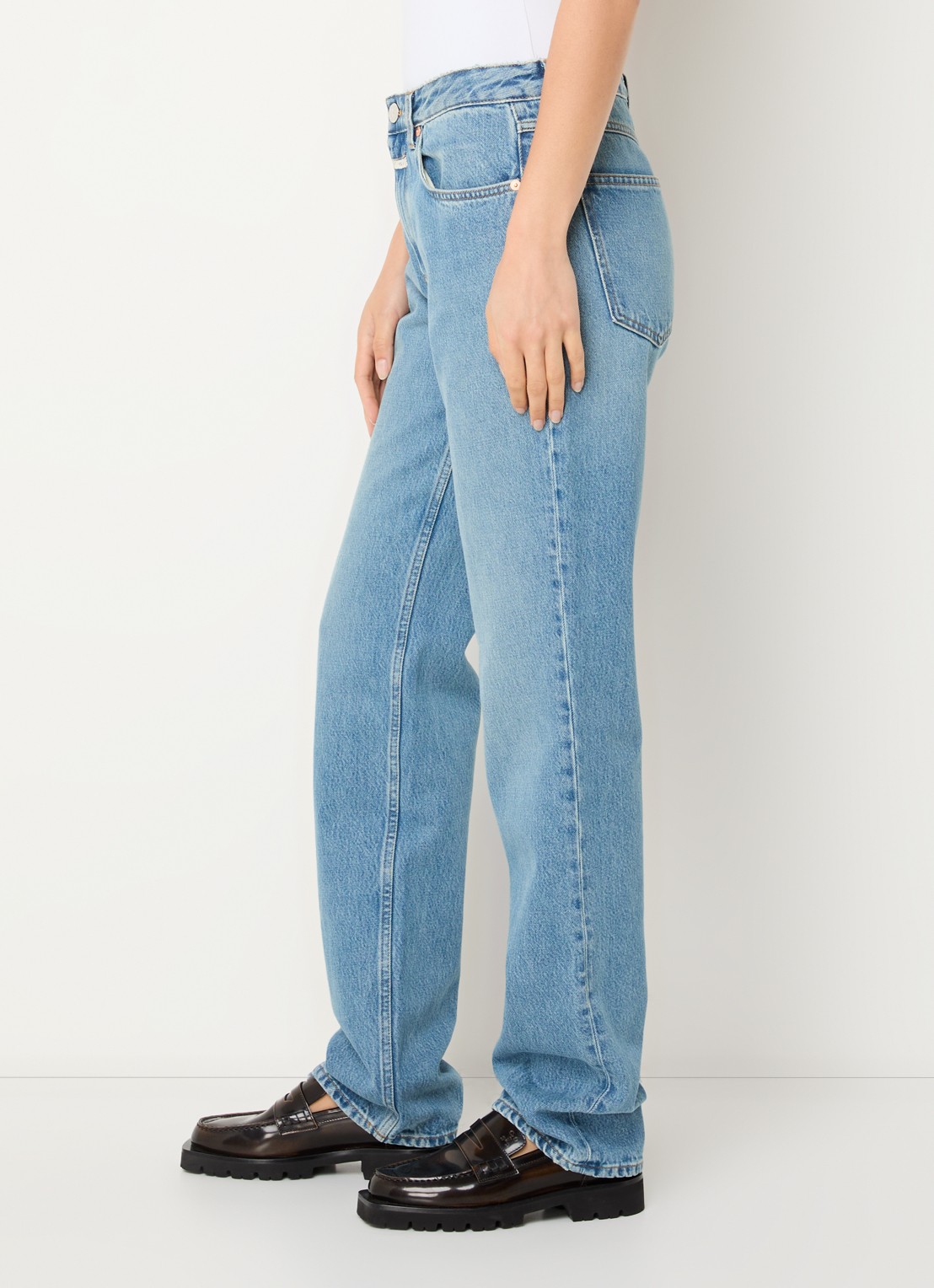 CLOSED Roan high waist straight leg jeans met lichte wassing  - detail 3 indigo