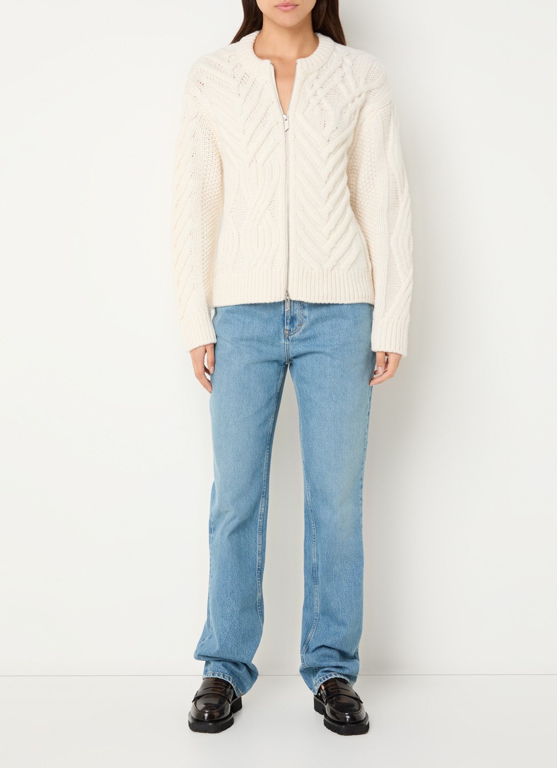 CLOSED Roan high waist straight leg jeans met lichte wassing  - voorkant 5 indigo