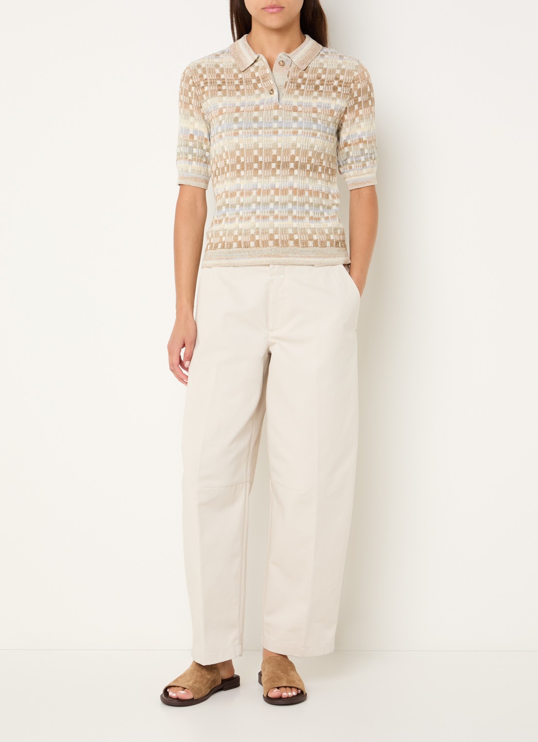 CLOSED Romi high waist tapered fit chino met steekzakken - voorkant 4 beige