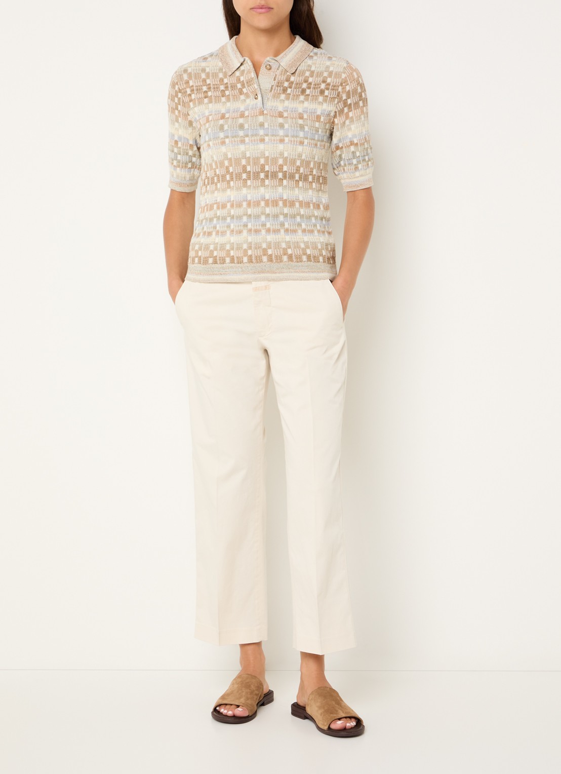 CLOSED Serandon high waist straight fit cropped chino met steekzakken - voorkant 4 gebroken wit