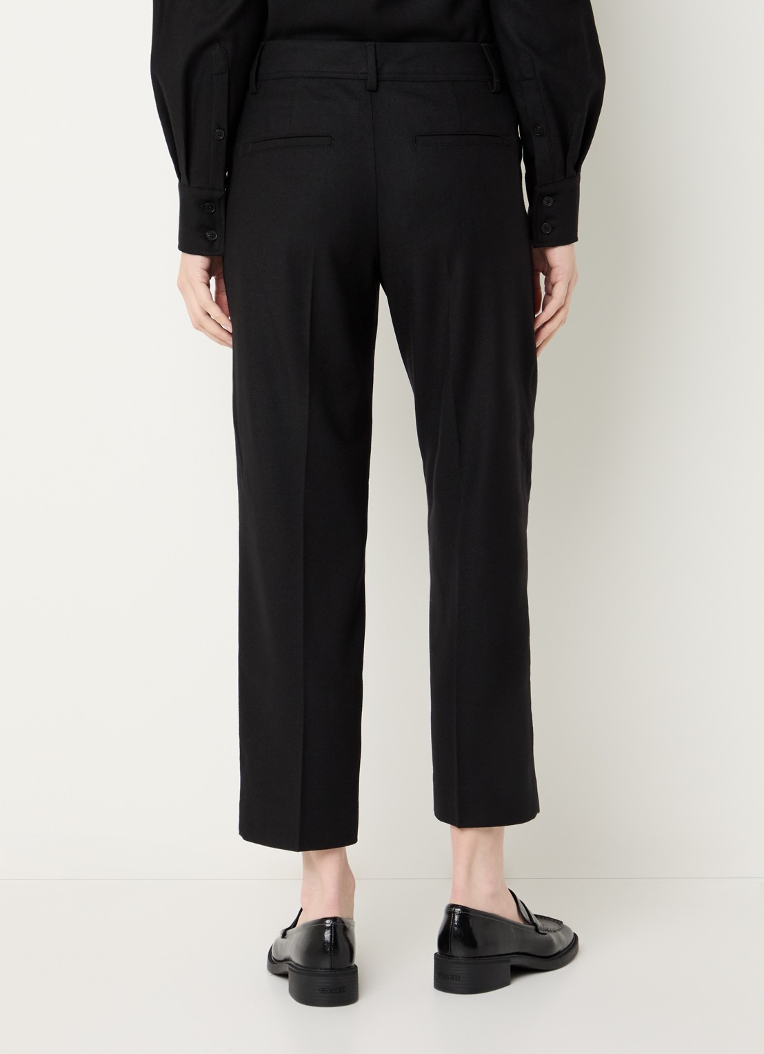 CLOSED Serandon high waist straight fit cropped pantalon in wolblend - achterkant 4 zwart
