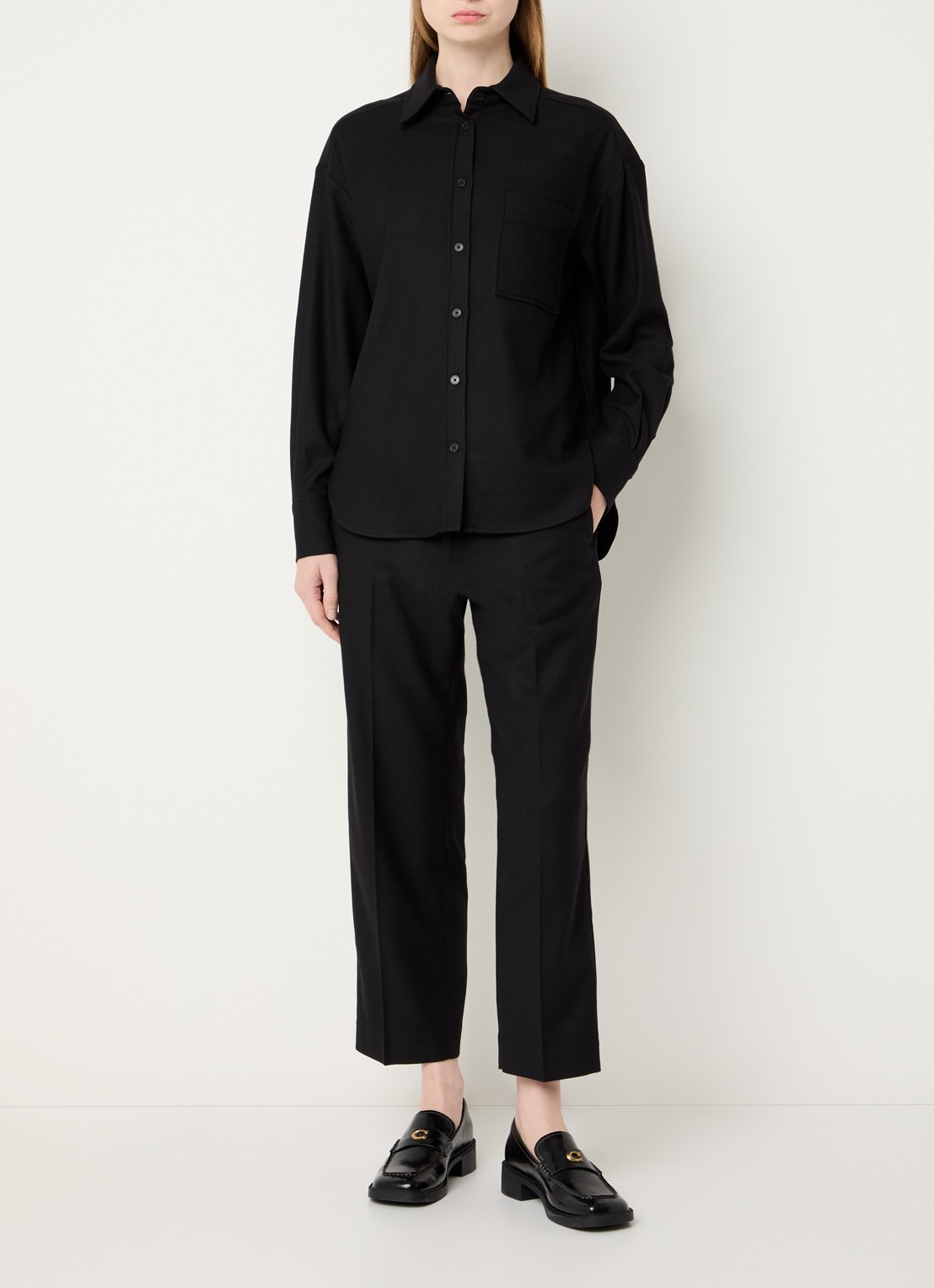 CLOSED Serandon high waist straight fit cropped pantalon in wolblend - voorkant 2 zwart