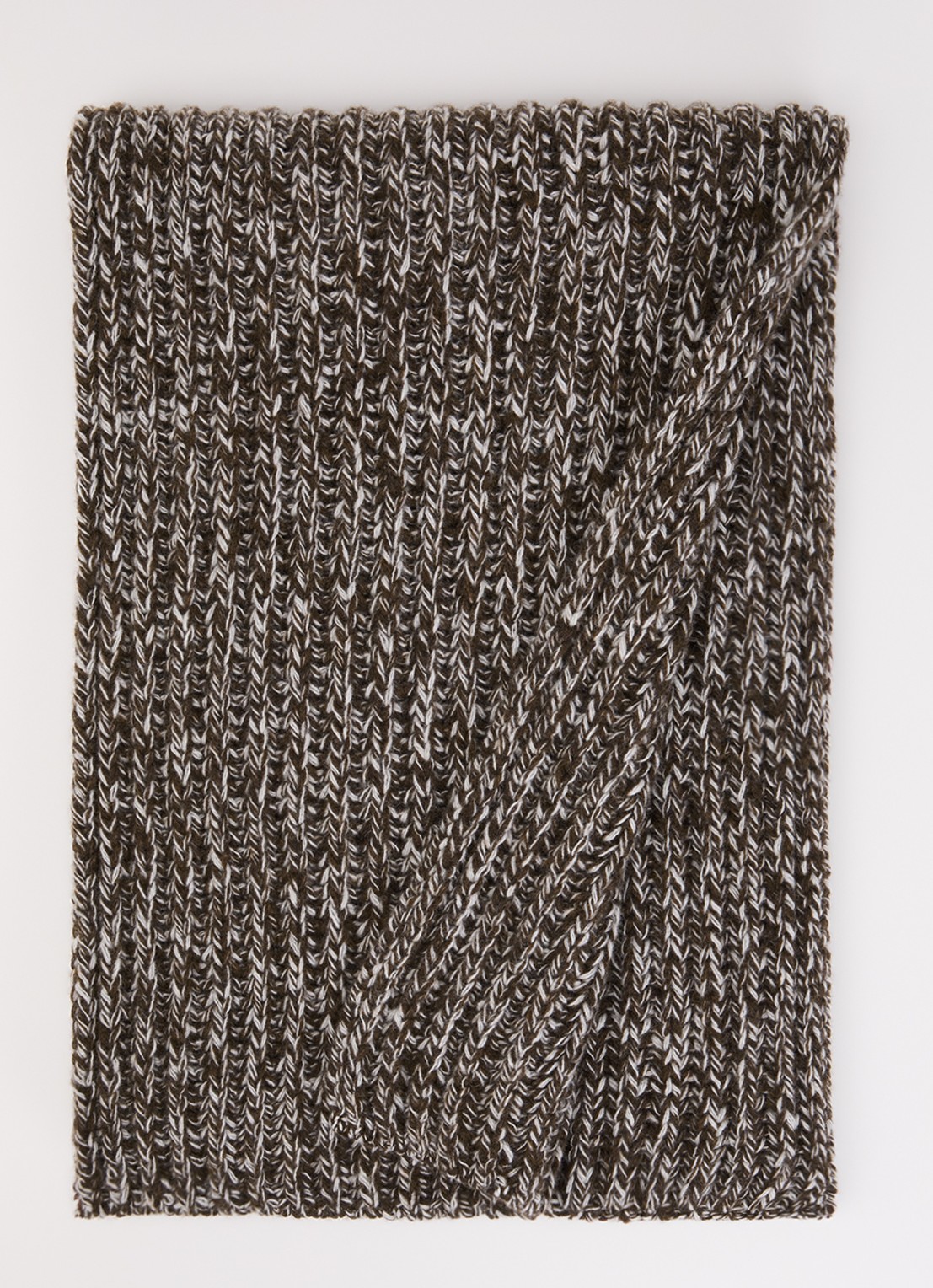 CLOSED Sjaal van wol met gemêleerd dessin 35 x 225 cm - voorkant 3 donkerbruin