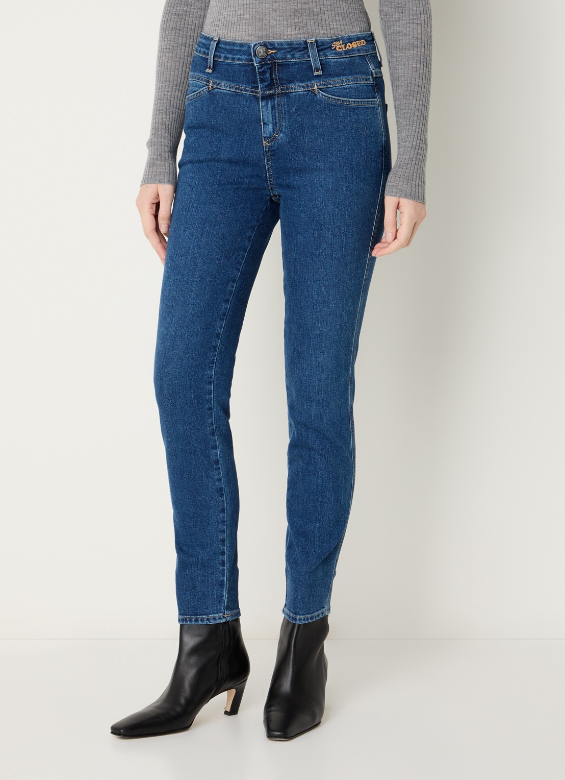 CLOSED Skinny Pusher mid waist skinny jeans met medium wassing - detail 2 indigo