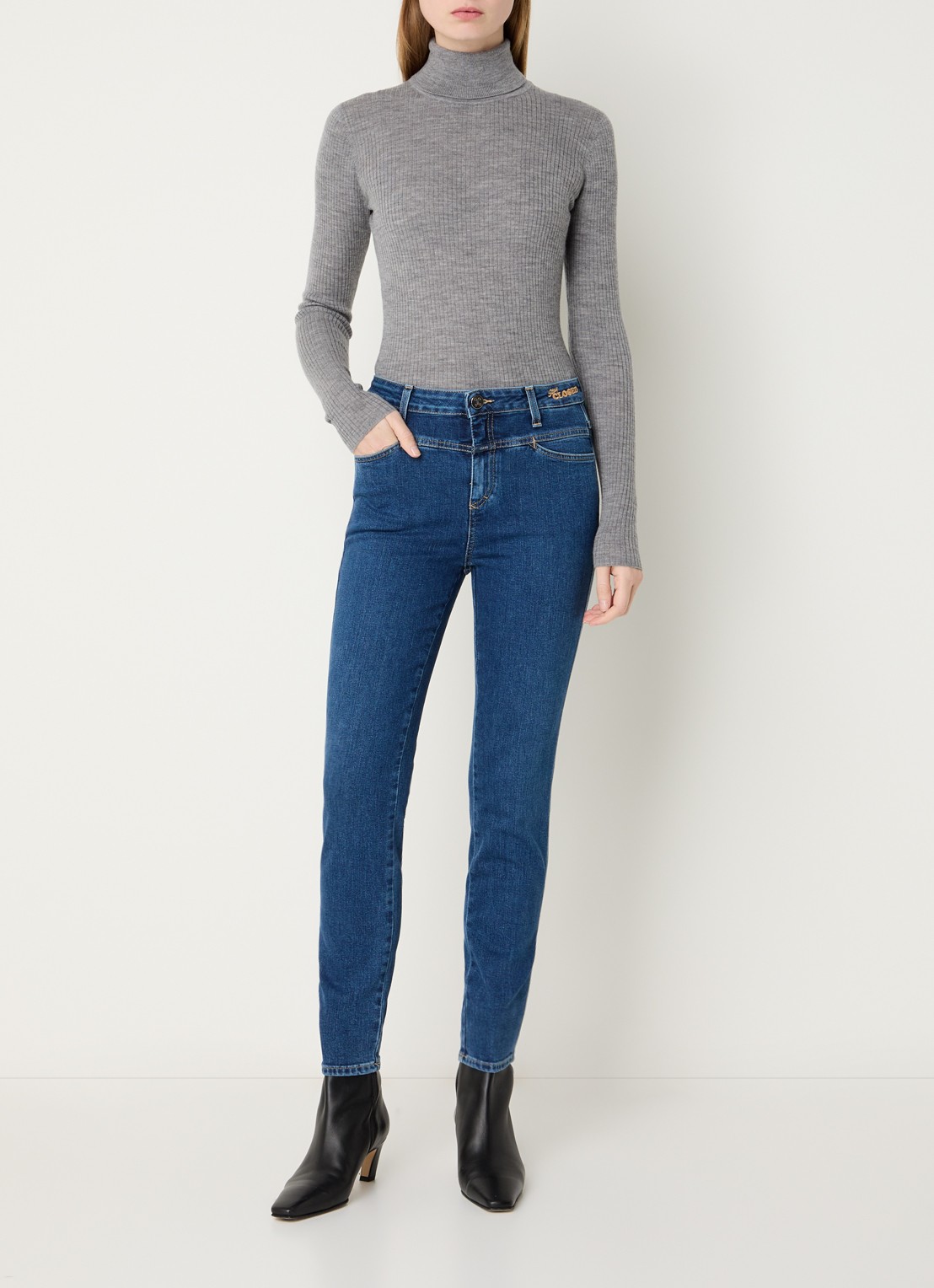 CLOSED Skinny Pusher mid waist skinny jeans met medium wassing - voorkant 4 indigo