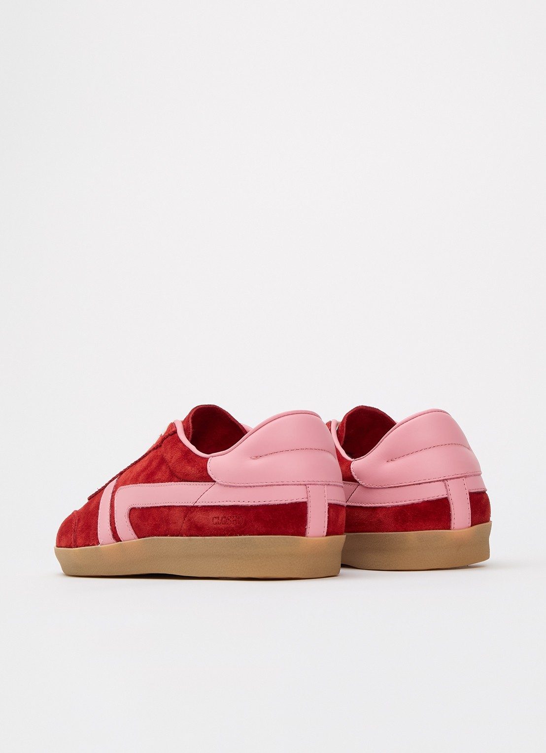 CLOSED Sneaker van suède met leren details - achterkant 2 kersenrood