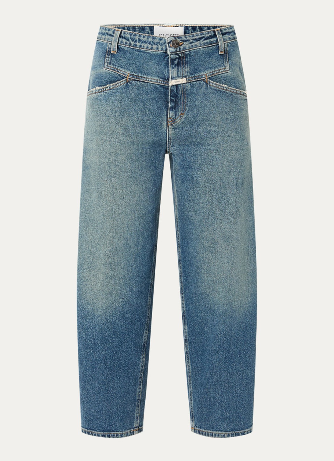 CLOSED Stover-X high waist cropped straight leg jeans met medium wassing - voorkant 3 indigo