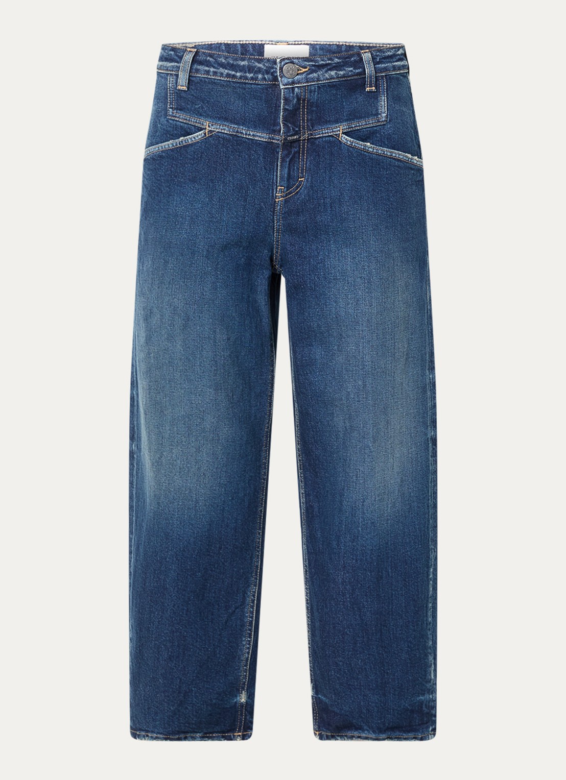 CLOSED Stover-X high waist cropped tapered jeans met donkere wassing - voorkant indigo