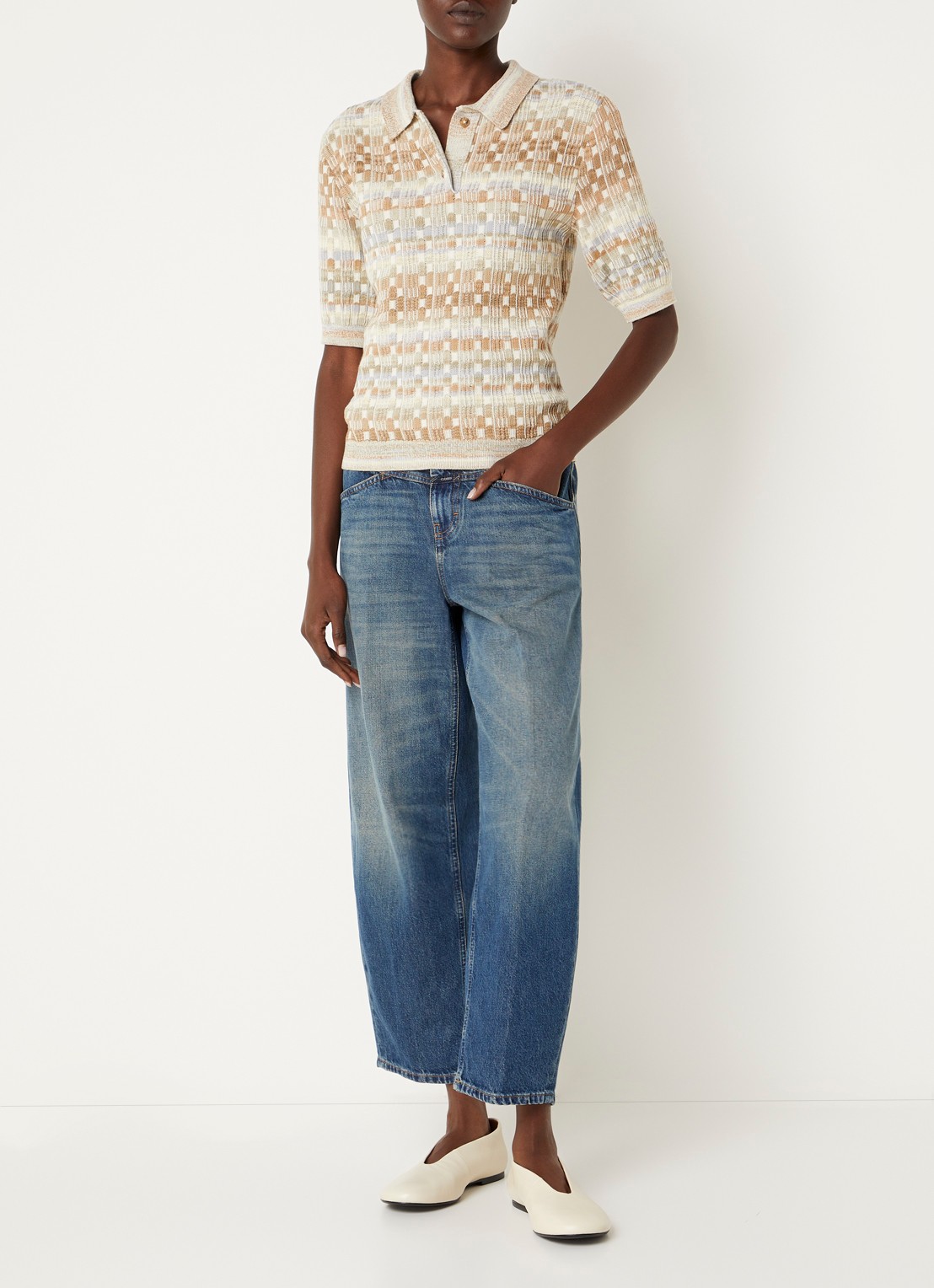 CLOSED Stover-x high waist wide fit jeans met medium wassing - voorkant 3 indigo
