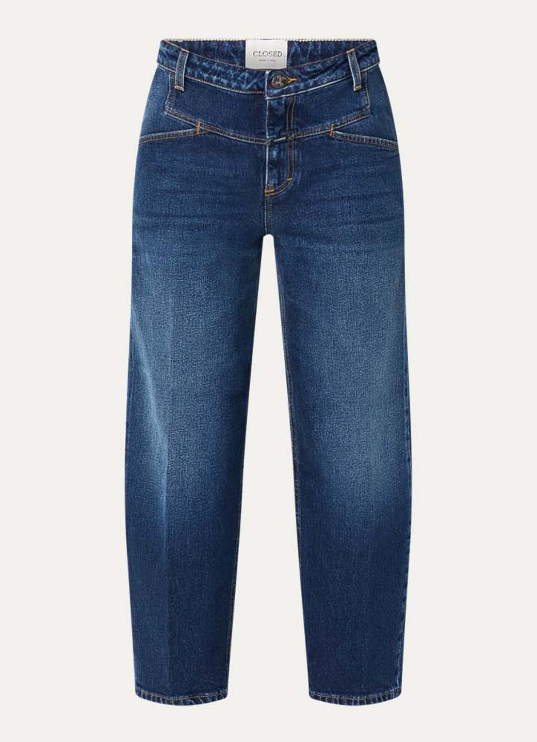 CLOSED Stover-X mid waist straight leg cropped jeans met donkere wassing - voorkant indigo