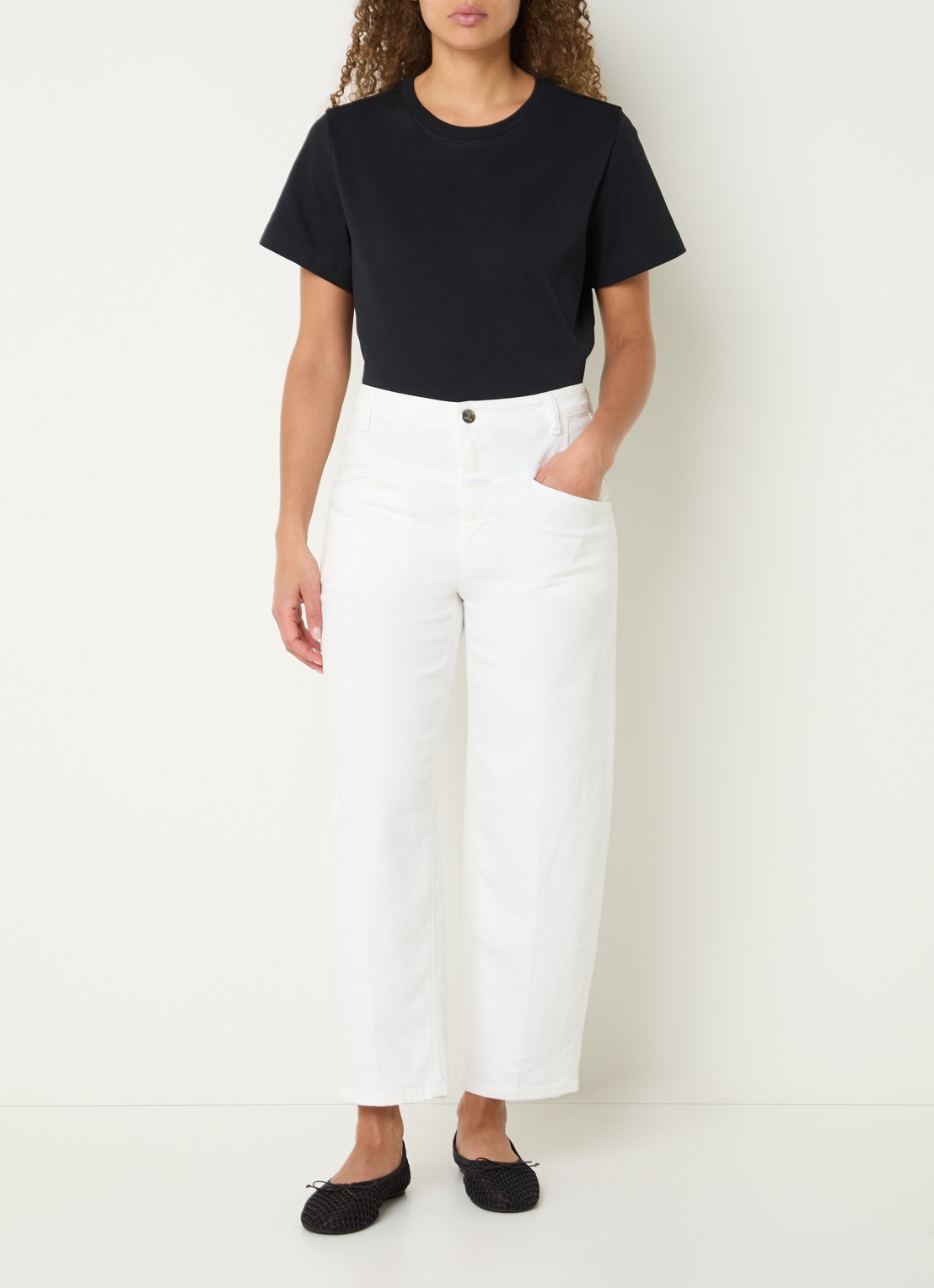 CLOSED Strover-X high waist wide leg jeans met gekleurde wassing - voorkant 2 wit