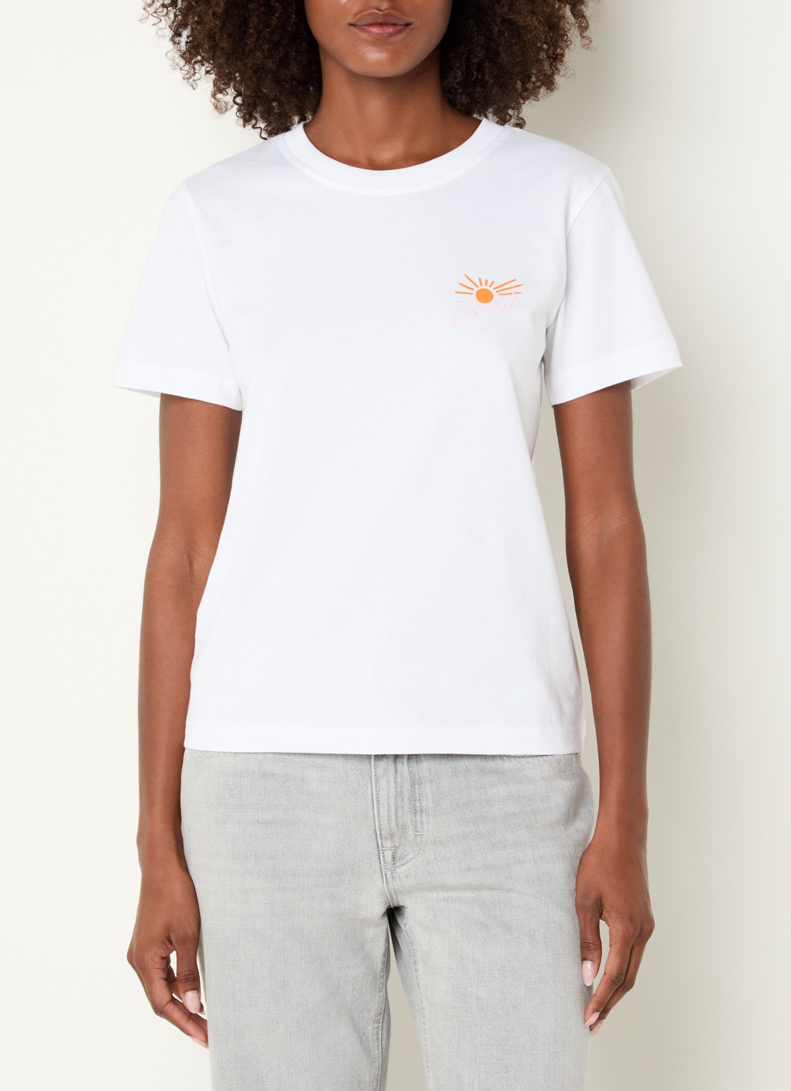 CLOSED T-shirt met logoborduring  - detail 4 wit