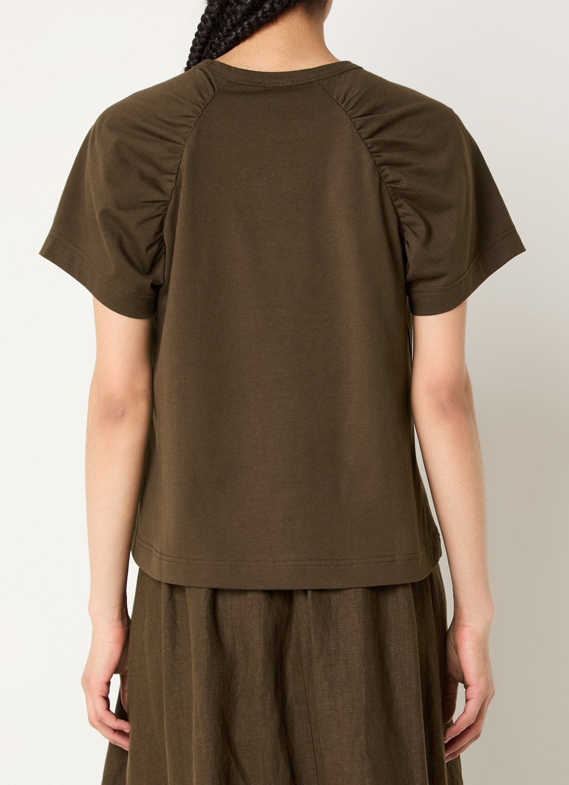 CLOSED T-shirt met logoborduring  - achterkant donkerbruin