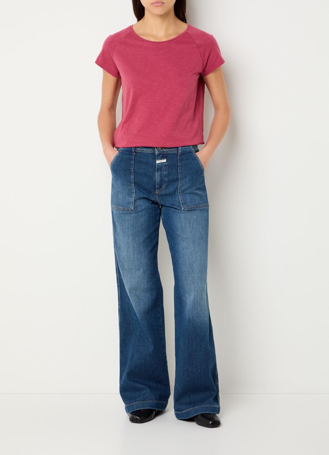 CLOSED T-shirt met stretch - voorkant 2 donkerrood