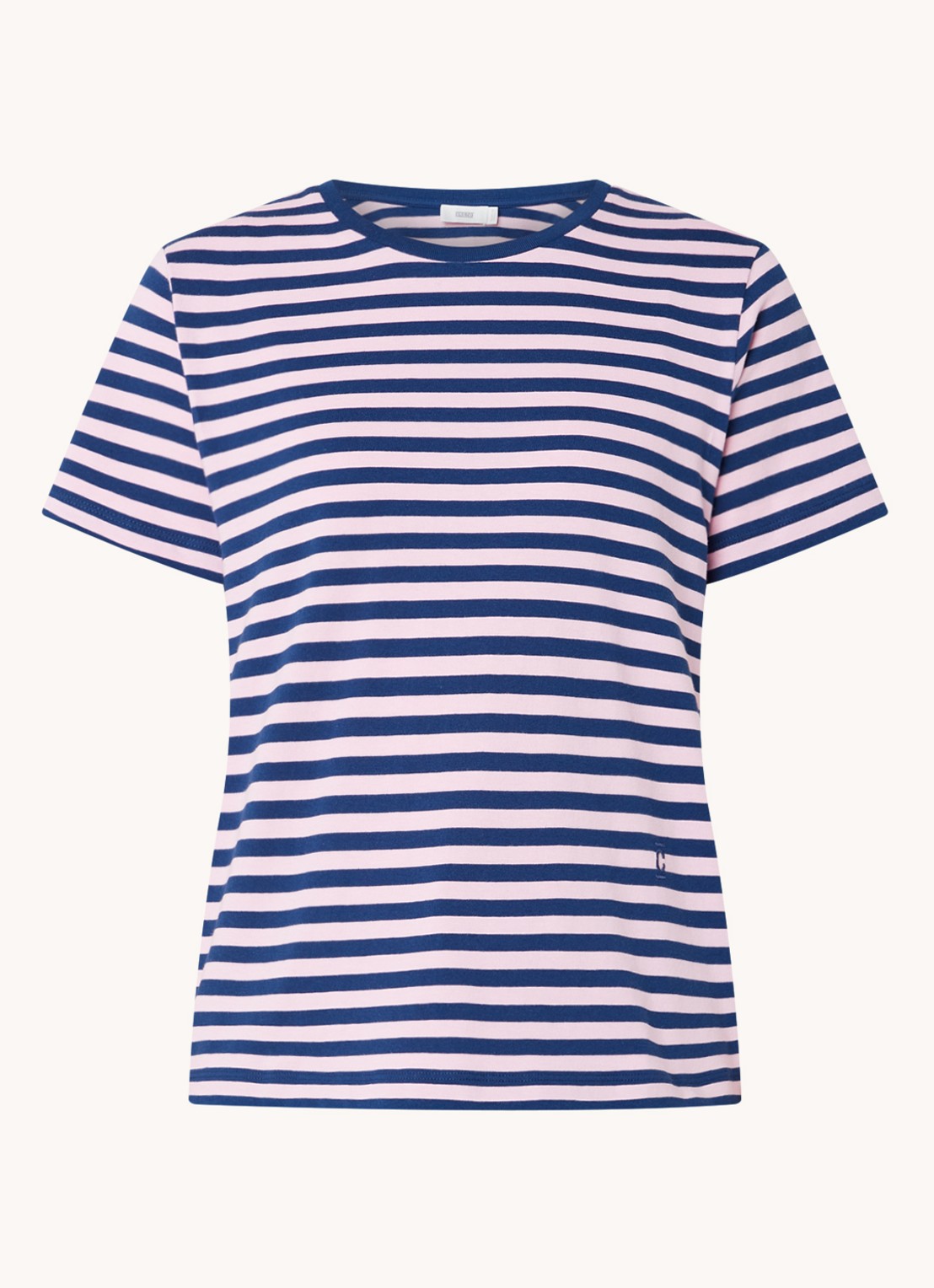 CLOSED T-shirt van  katoen met streepprint - voorkant donkerblauw