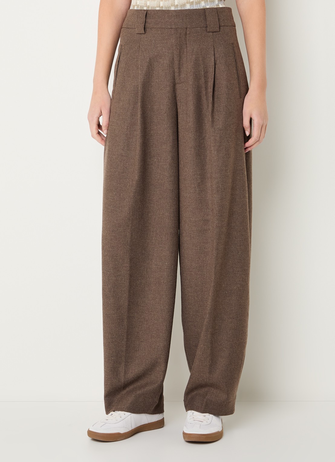CLOSED Wendlyn high waist wide leg pantalon in wolblend - detail 2 bruin