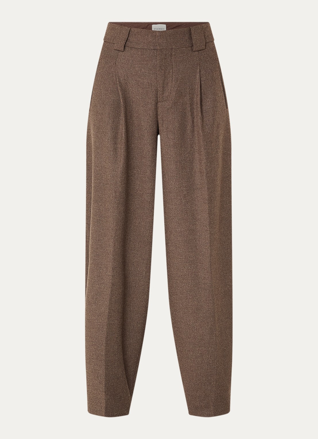 CLOSED Wendlyn high waist wide leg pantalon in wolblend - voorkant 3 bruin