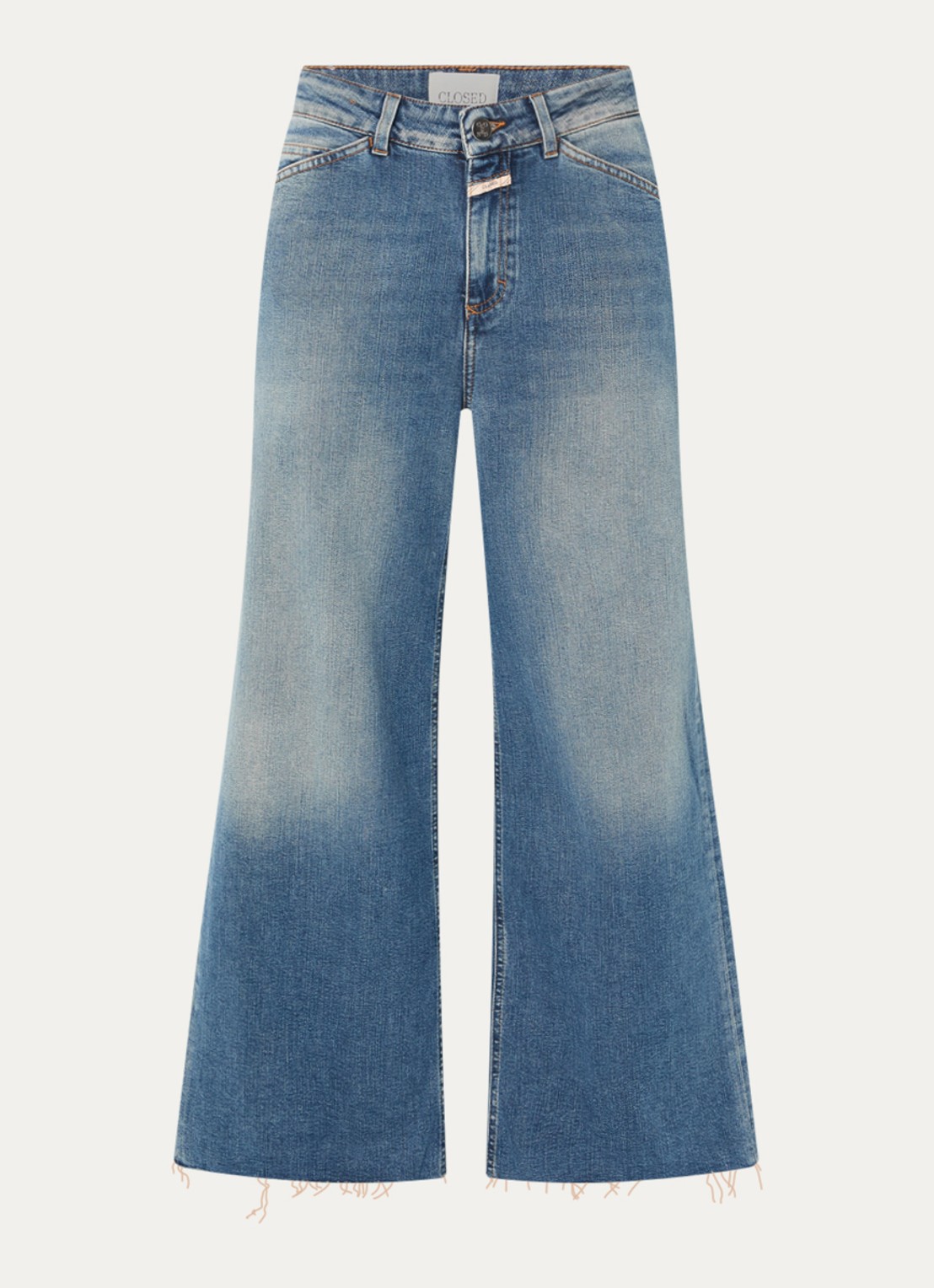 CLOSED Wera cropped high waist flared jeans met destroyed afwerking - voorkant 4 indigo