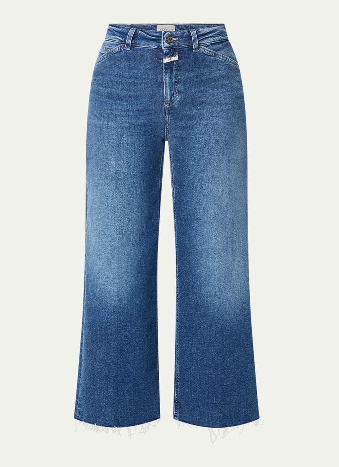 CLOSED Wera mid waist wide leg cropped jeans met lichte wassing - voorkant 2 indigo