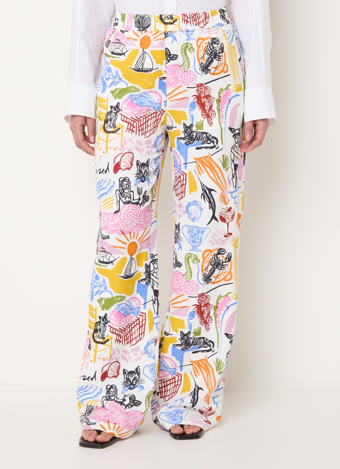 CLOSED Winona mid waist wide fit broek in linnenblend - detail 4 wit