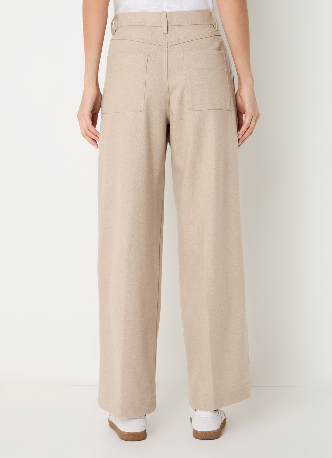 CLOSED Wrenna high waist straight fit pantalon van wol met steekzakken - achterkant beige