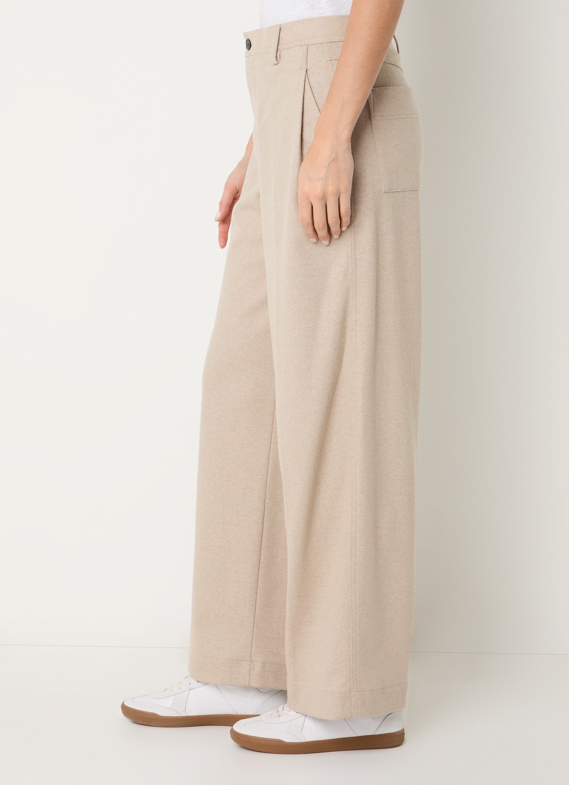 CLOSED Wrenna high waist straight fit pantalon van wol met steekzakken - detail 5 beige