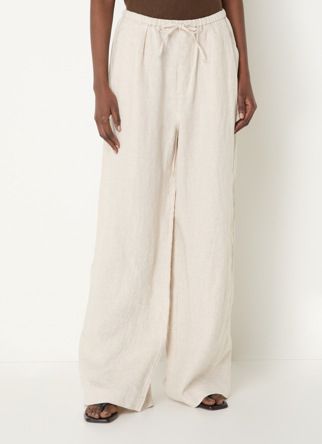 CLOSED Wynston high waist wide fit pantalon van linnen - detail 2 beige