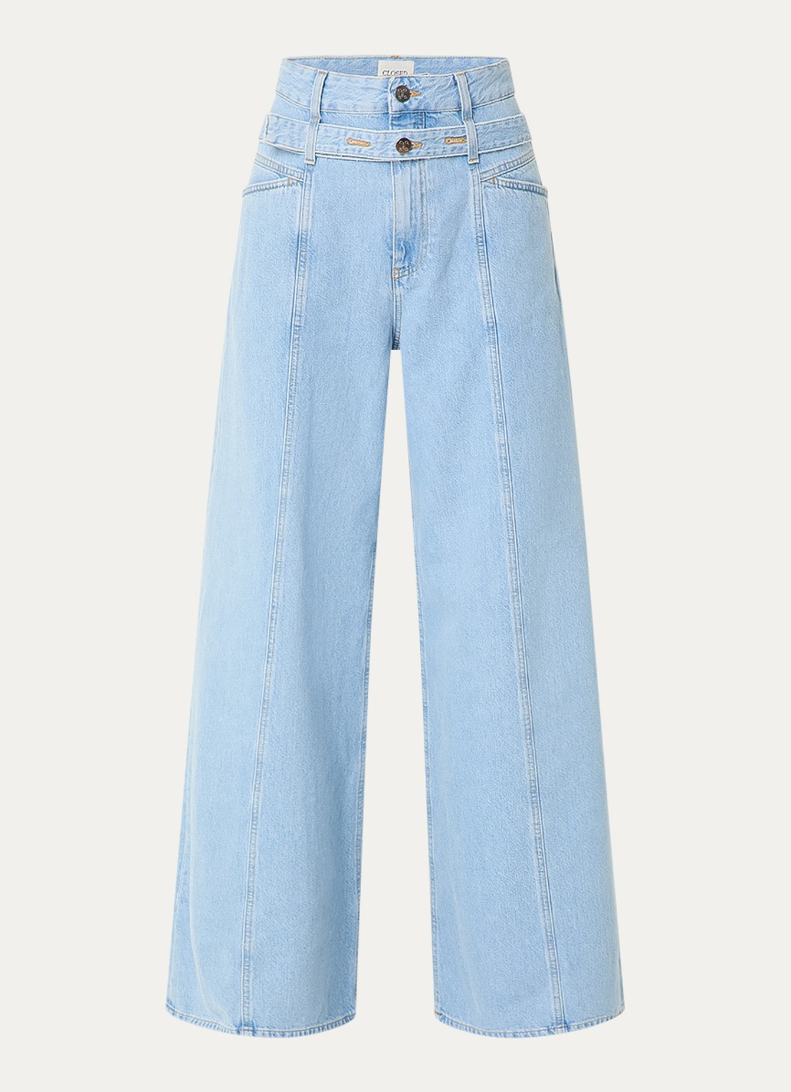 CLOSED Zoya-X high waist wide leg jeans met lichte wassing - voorkant 3 lichtblauw