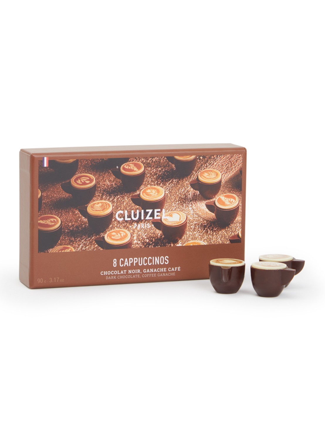 Cluizel Paris Cappuccino chocolade bonbons in geschenkverpakking 8 stuks - voorkant undefined
