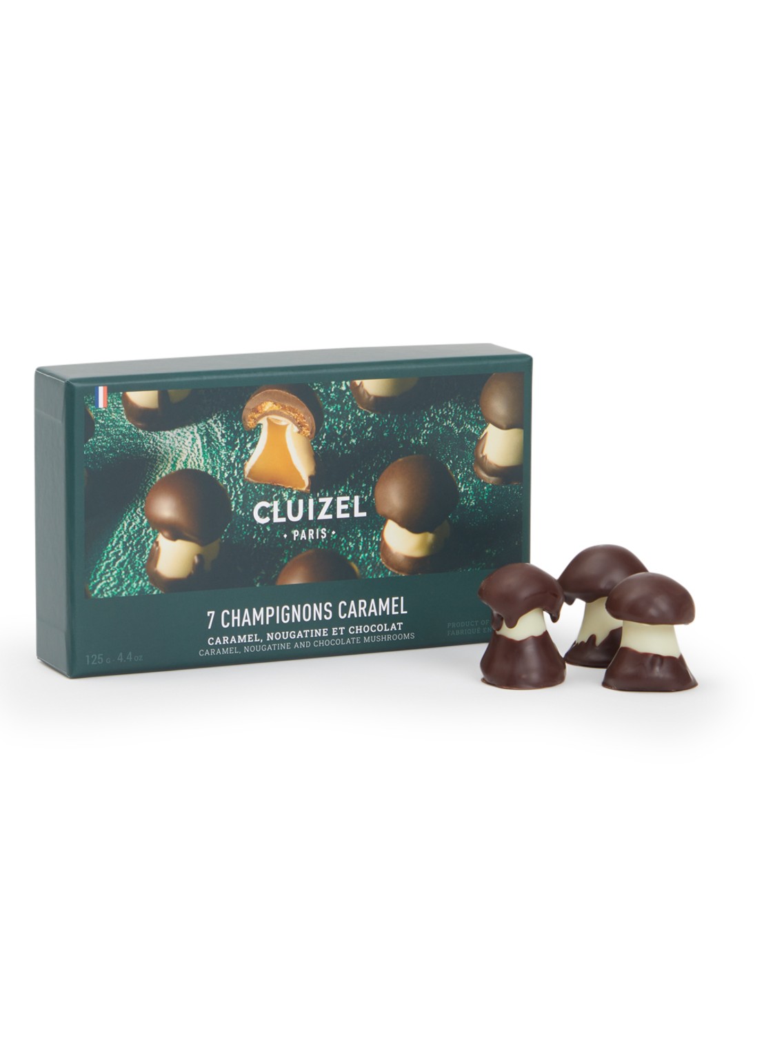 Cluizel Paris Caramel Mushorooms chocolade bonbons in geschenkverpakking 7 stuks - voorkant undefined