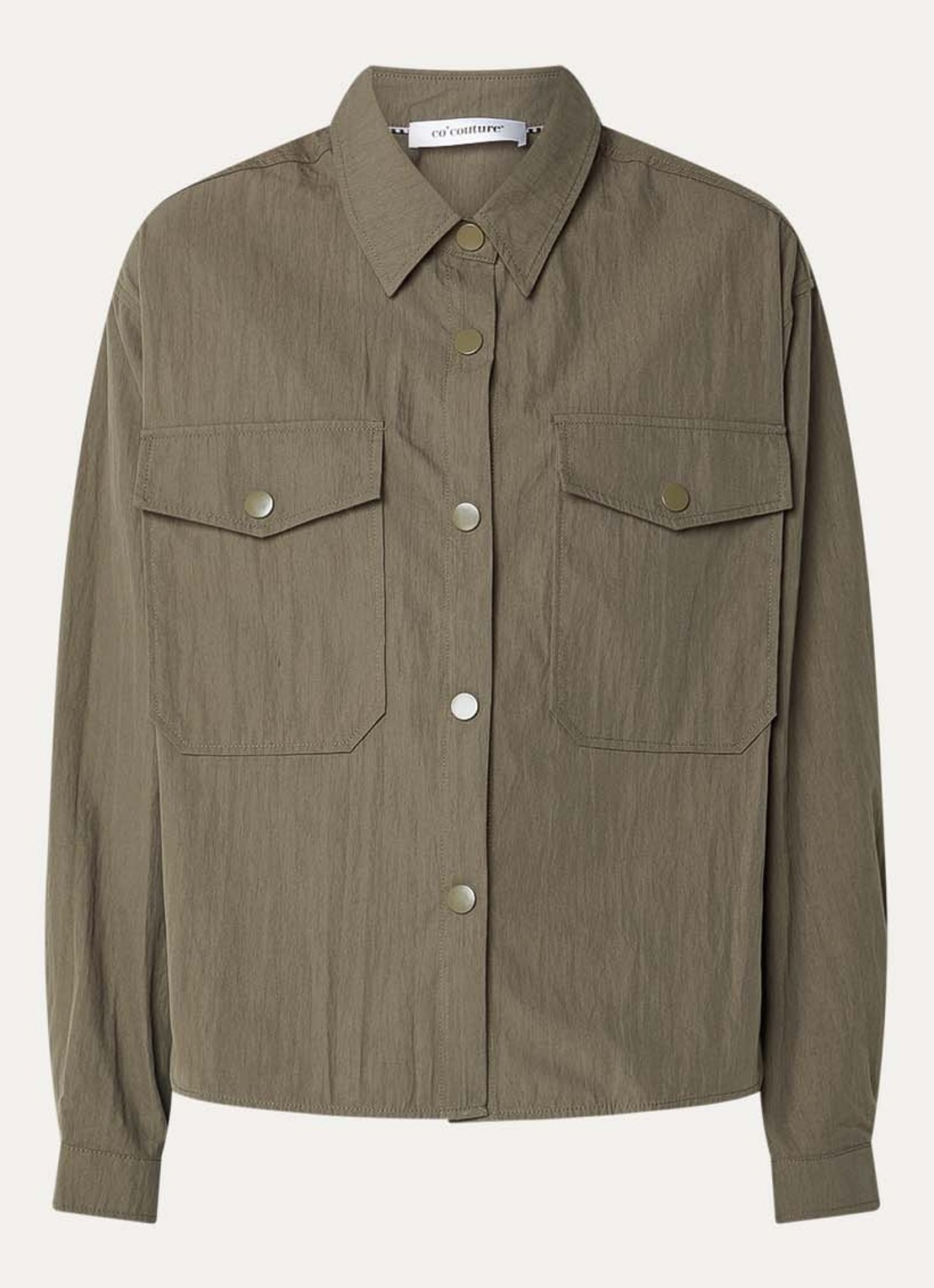 Co'Couture Acacia blouse met klepzakken - voorkant legergroen