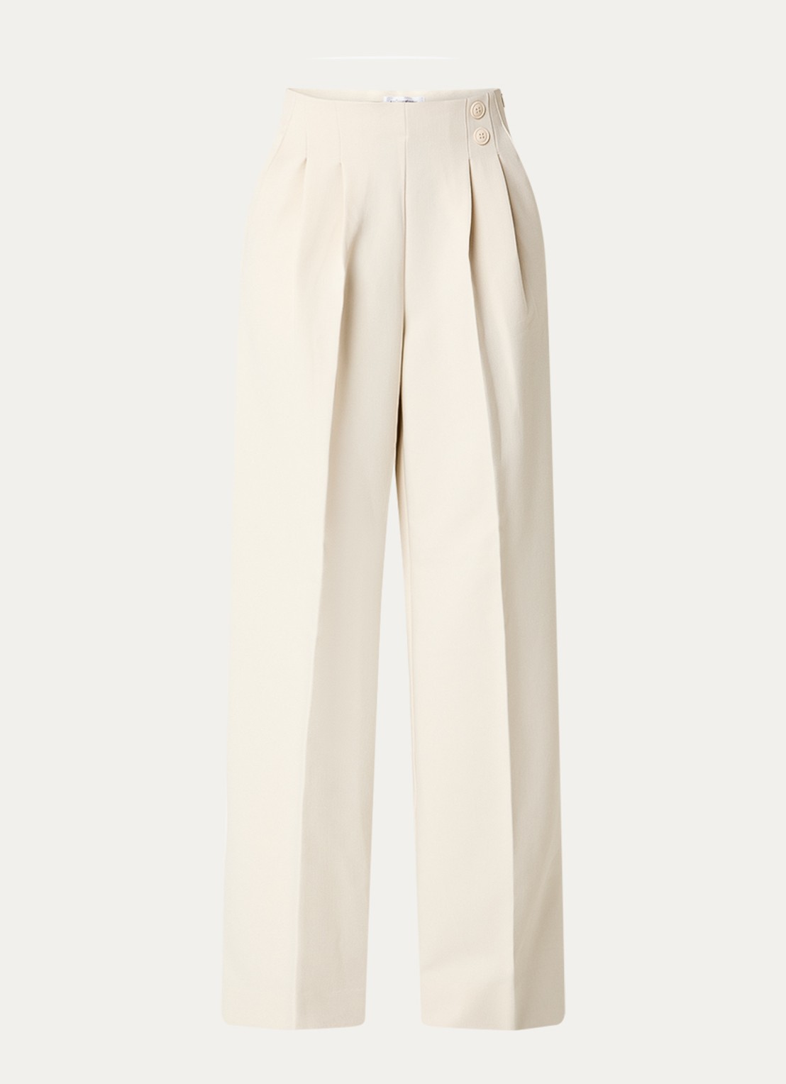 Co'Couture AcileCC LL high waist loose fit pantalon met sierknopen - voorkant 3 creme