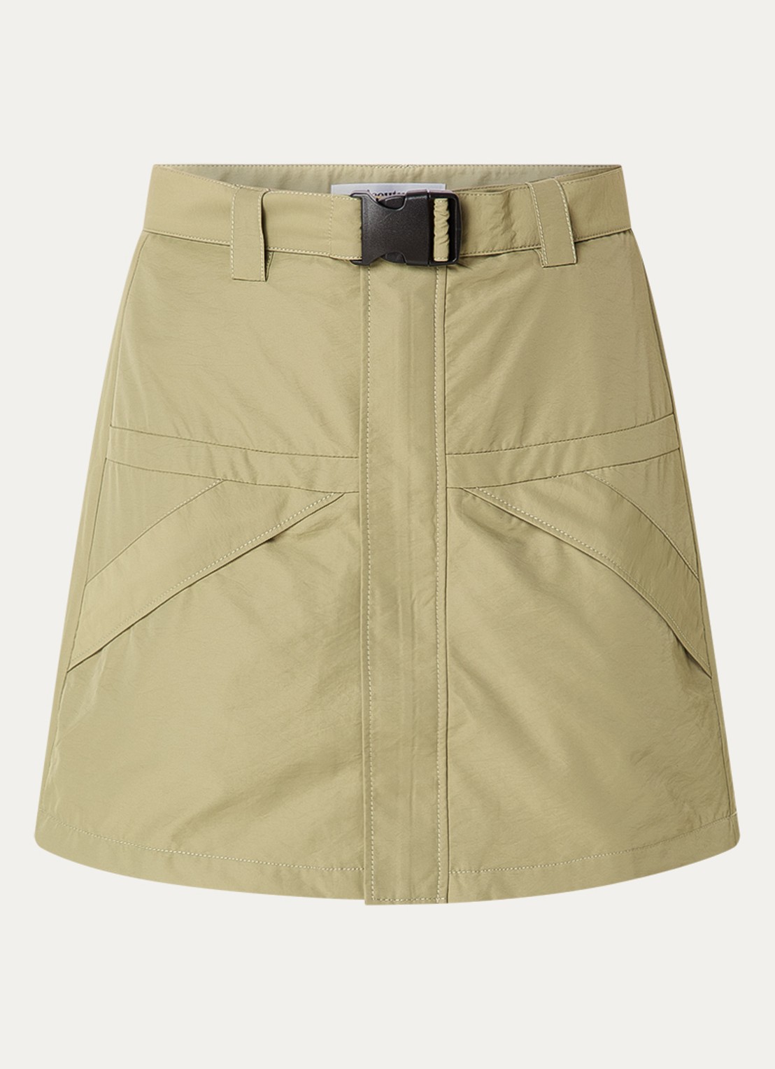 Co'Couture Aloracc mini rok met steekzakken - voorkant 3 legergroen