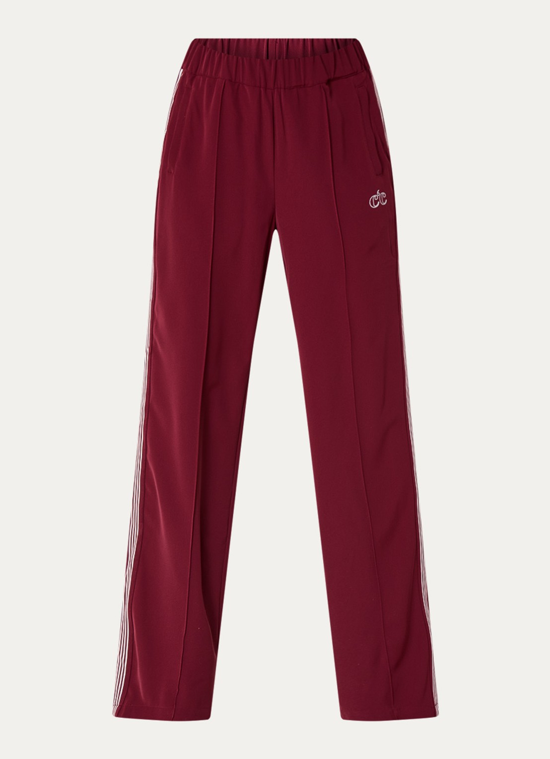 Co'Couture Amina high waist loose fit joggingbroek met logo - voorkant bordeauxrood