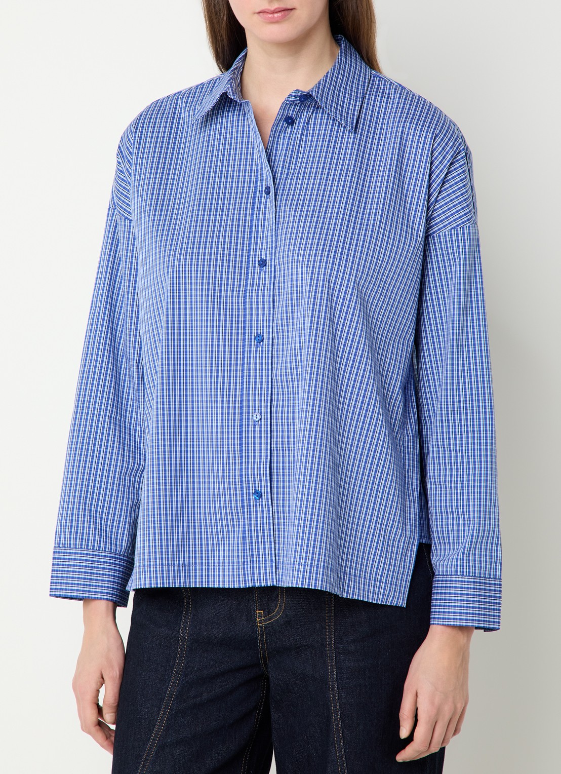 Co'Couture Aniza blouse met streepprint - detail 3 royalblauw