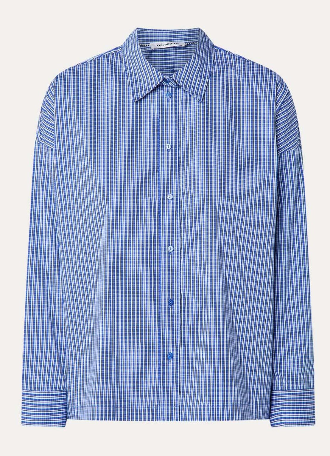 Co'Couture Aniza blouse met streepprint - voorkant royalblauw