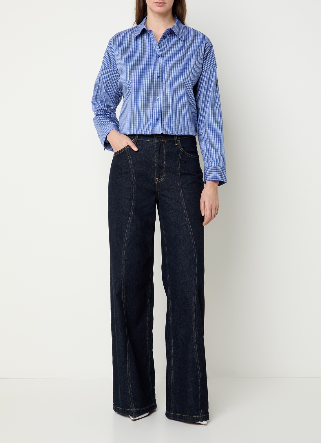 Co'Couture Aniza blouse met streepprint - voorkant 2 royalblauw