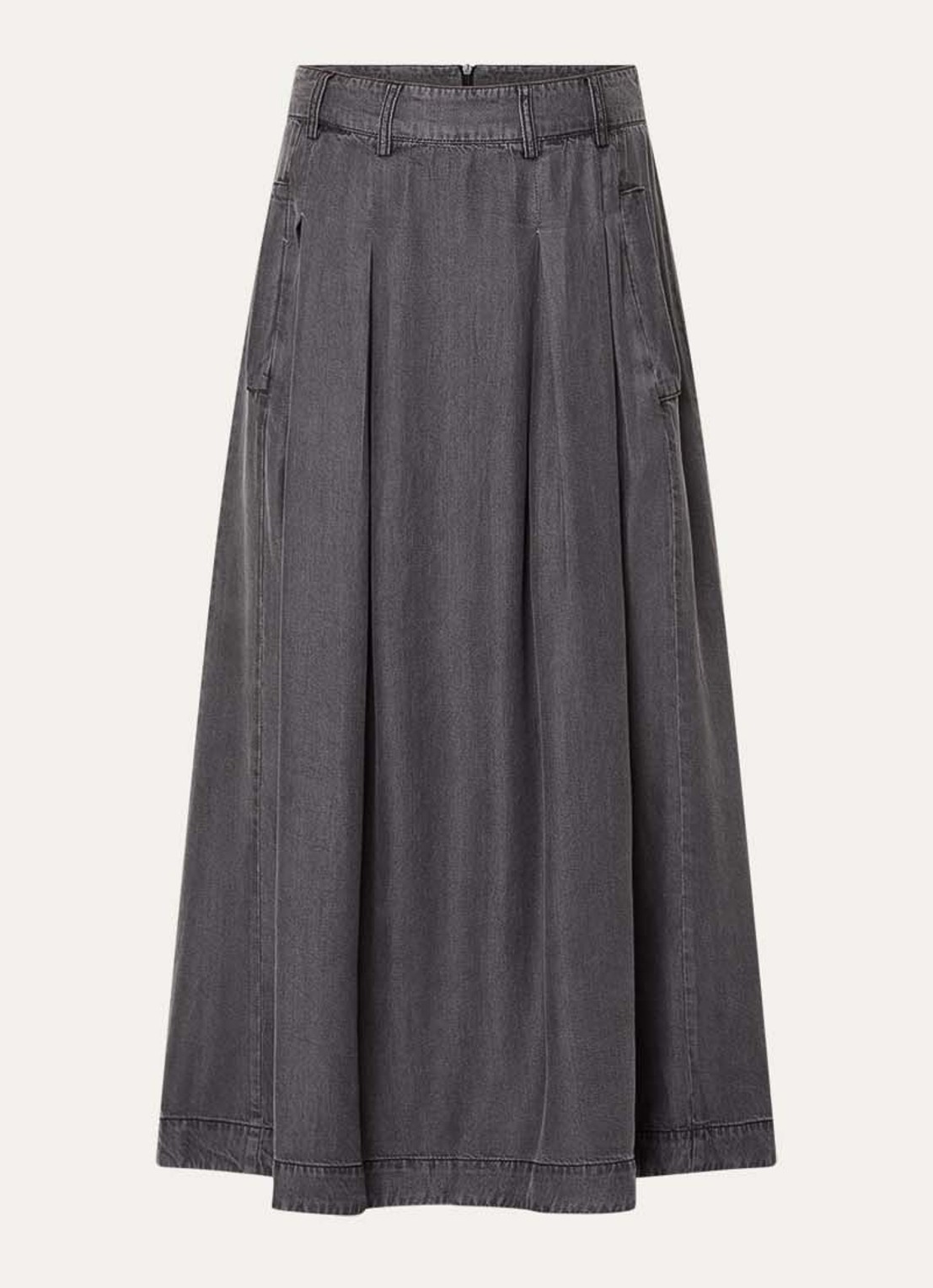 Co'Couture Anya midi A-lijn rok van chambray - voorkant 2 donkergrijs