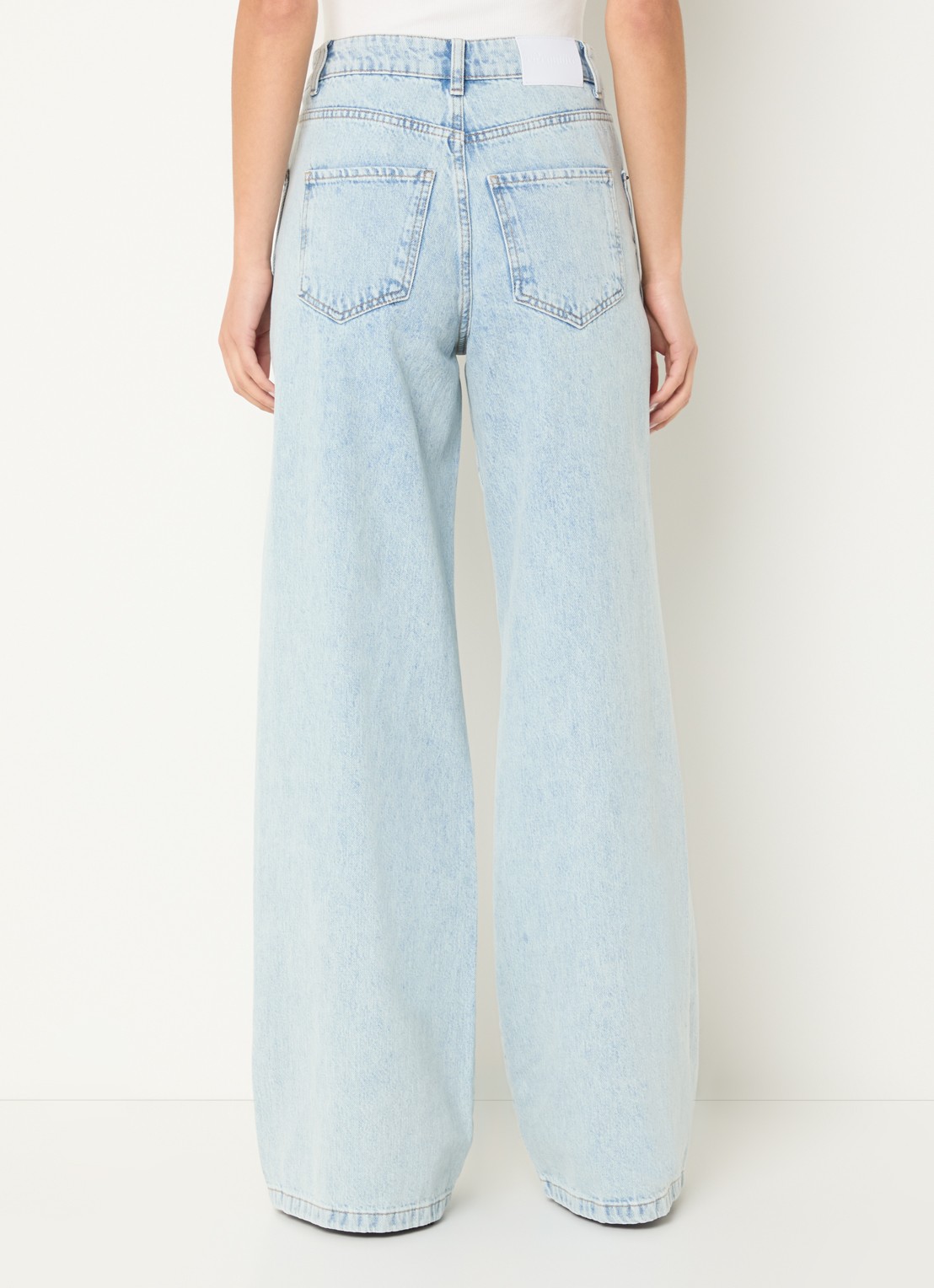 Co'Couture Arona high waist wide leg jeans met lichte wassing - achterkant indigo