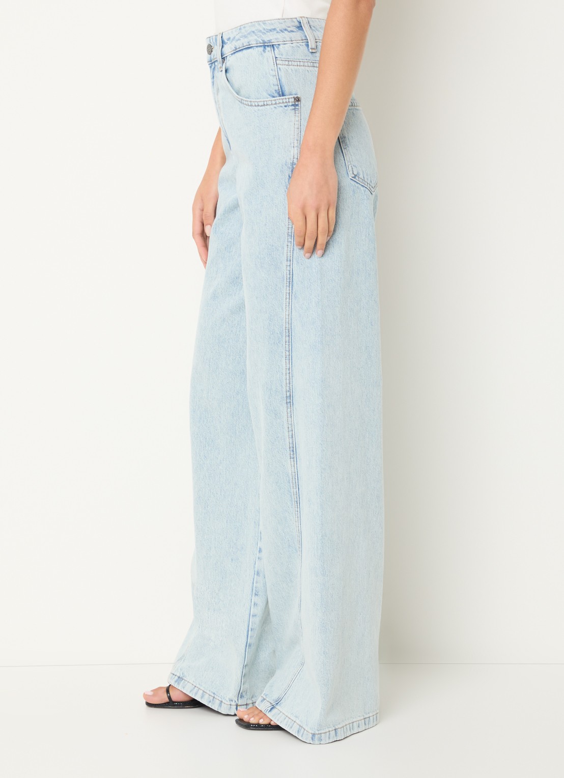 Co'Couture Arona high waist wide leg jeans met lichte wassing - detail 3 indigo