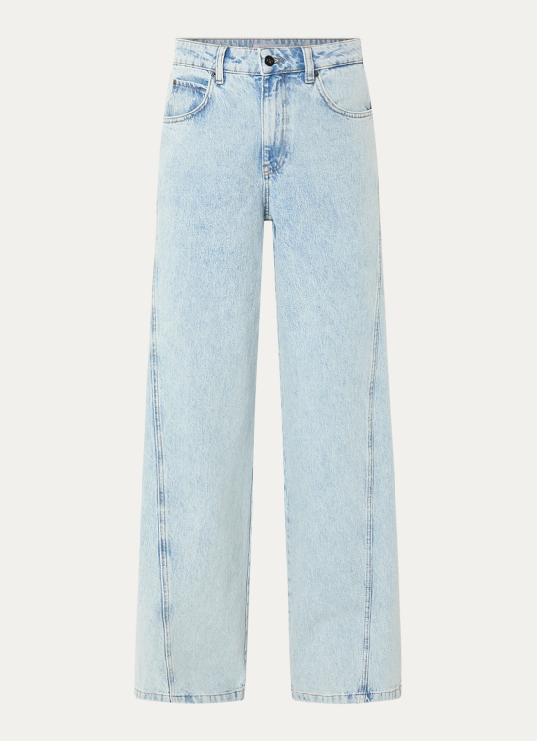Co'Couture Arona high waist wide leg jeans met lichte wassing - voorkant 4 indigo