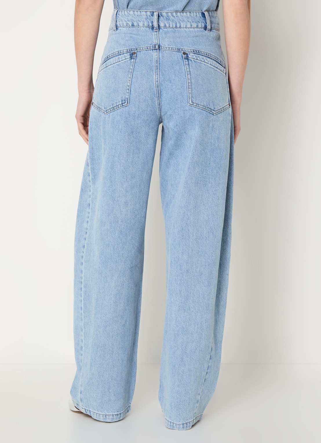 Co'Couture AsjaCC LL high waist balloon fit jeans met lichte wassing - achterkant indigo