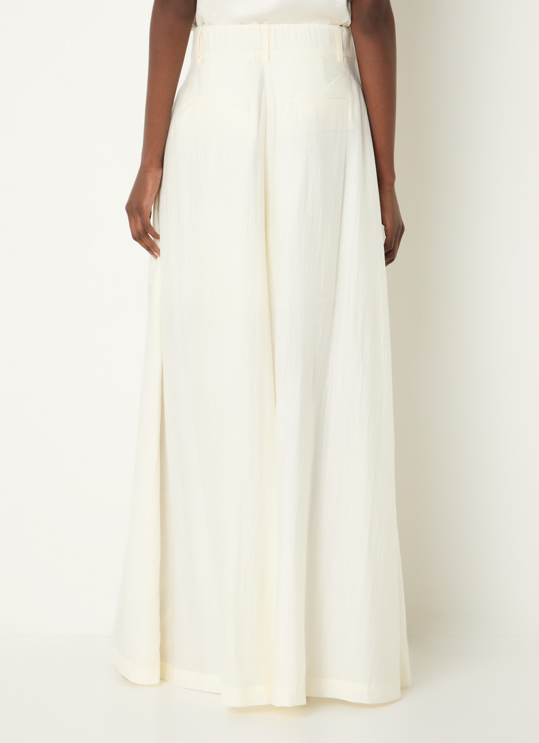 Co'Couture AuraCC LL high waist wide fit palazzo broek met steekzakken - achterkant 3 gebroken wit