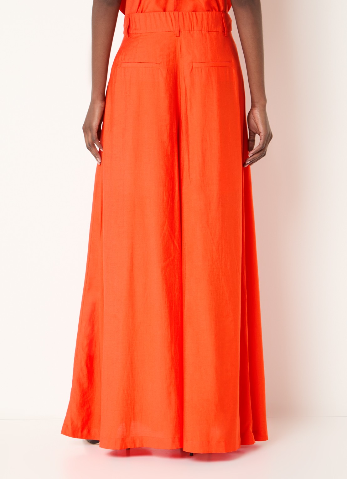 Co'Couture AuraCC LL high waist wide fit palazzo broek met steekzakken - achterkant 3 orange