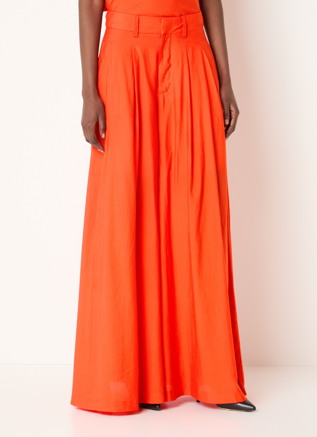 Co'Couture AuraCC LL high waist wide fit palazzo broek met steekzakken - detail 4 orange