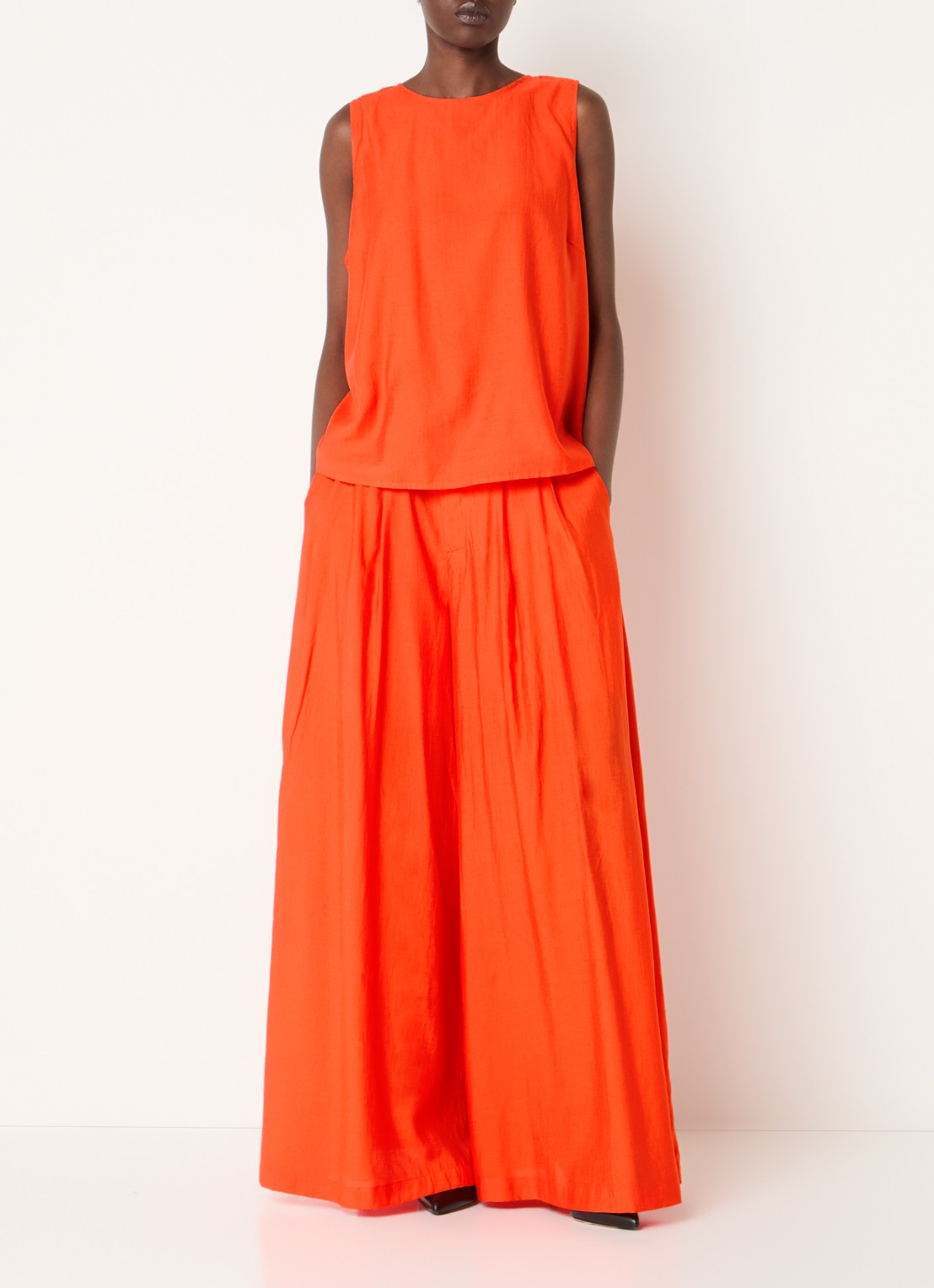 Co'Couture AuraCC LL high waist wide fit palazzo broek met steekzakken - voorkant 2 orange