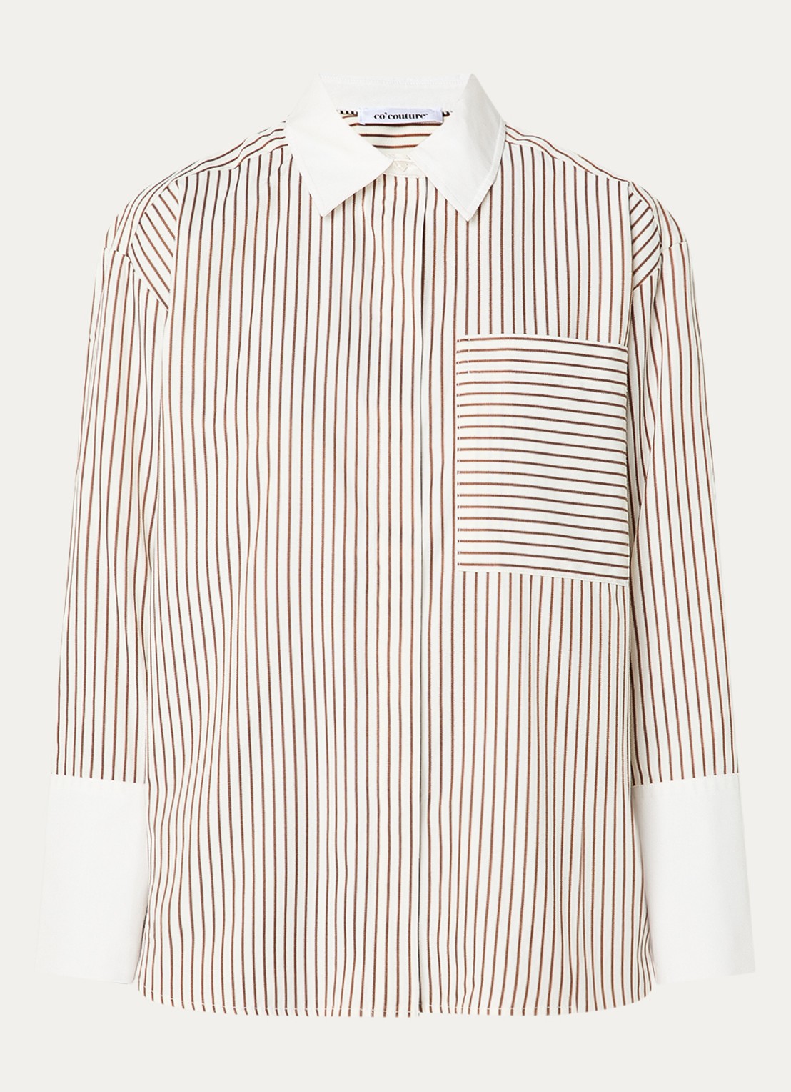 Co'Couture Avara blouse met streepprint - voorkant 2 hazelnootbruin
