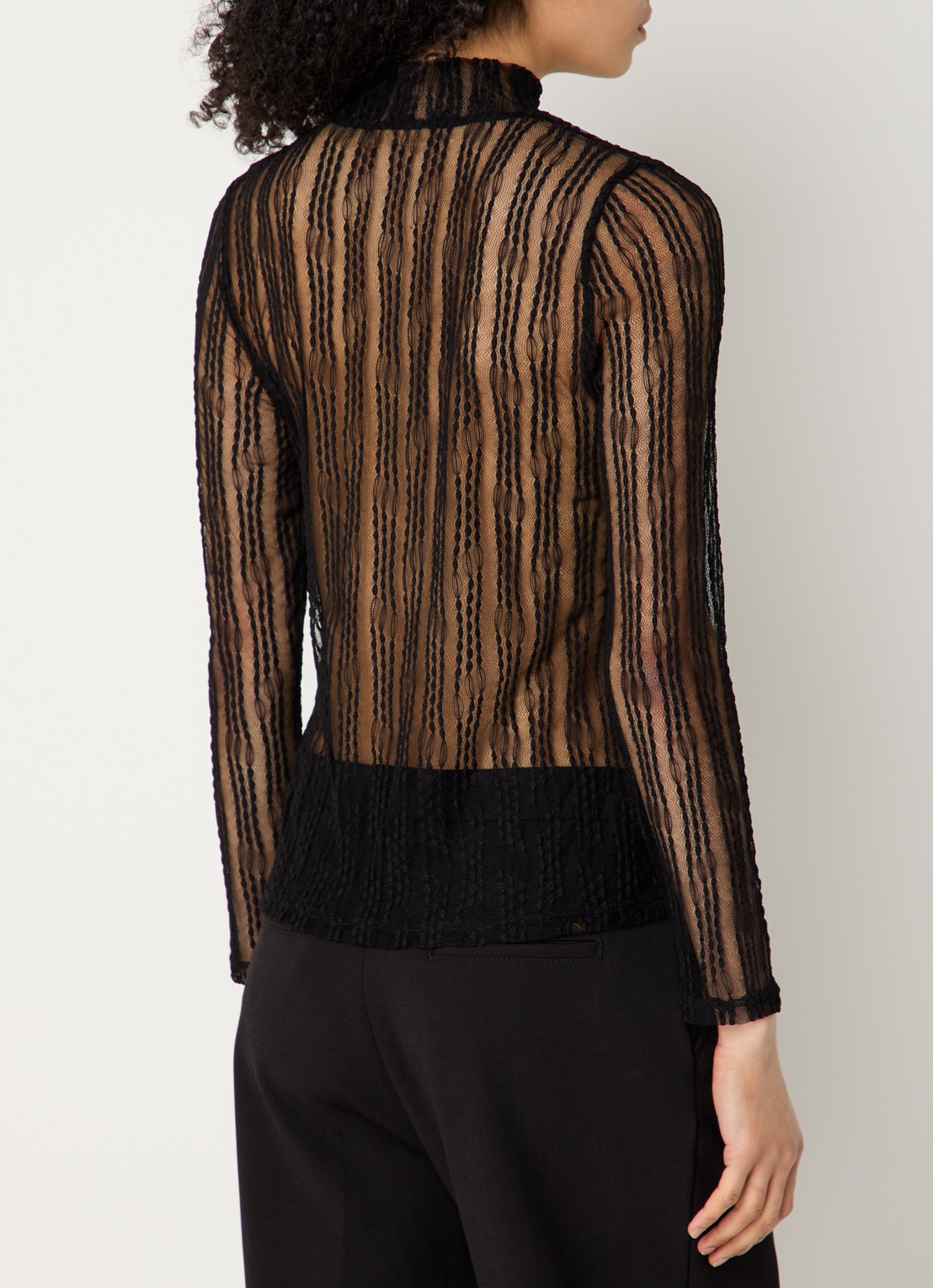Co'Couture Barb semi-transparante top van kant - achterkant 4 zwart