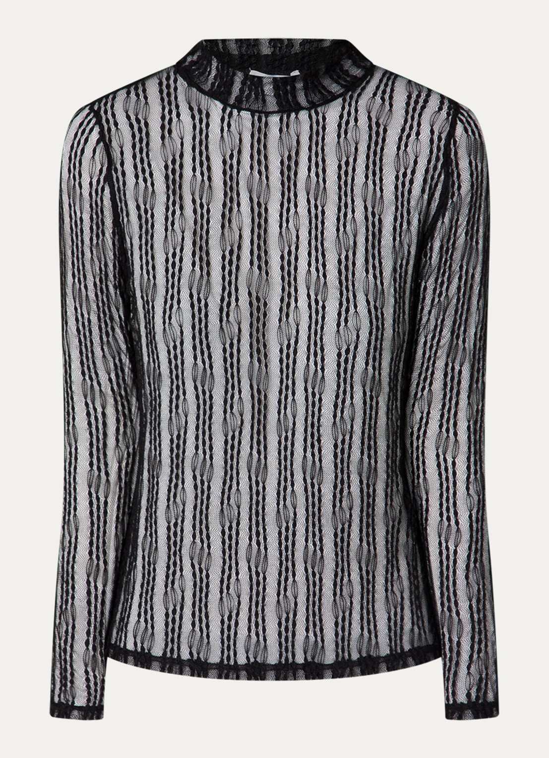 Co'Couture Barb semi-transparante top van kant - voorkant zwart